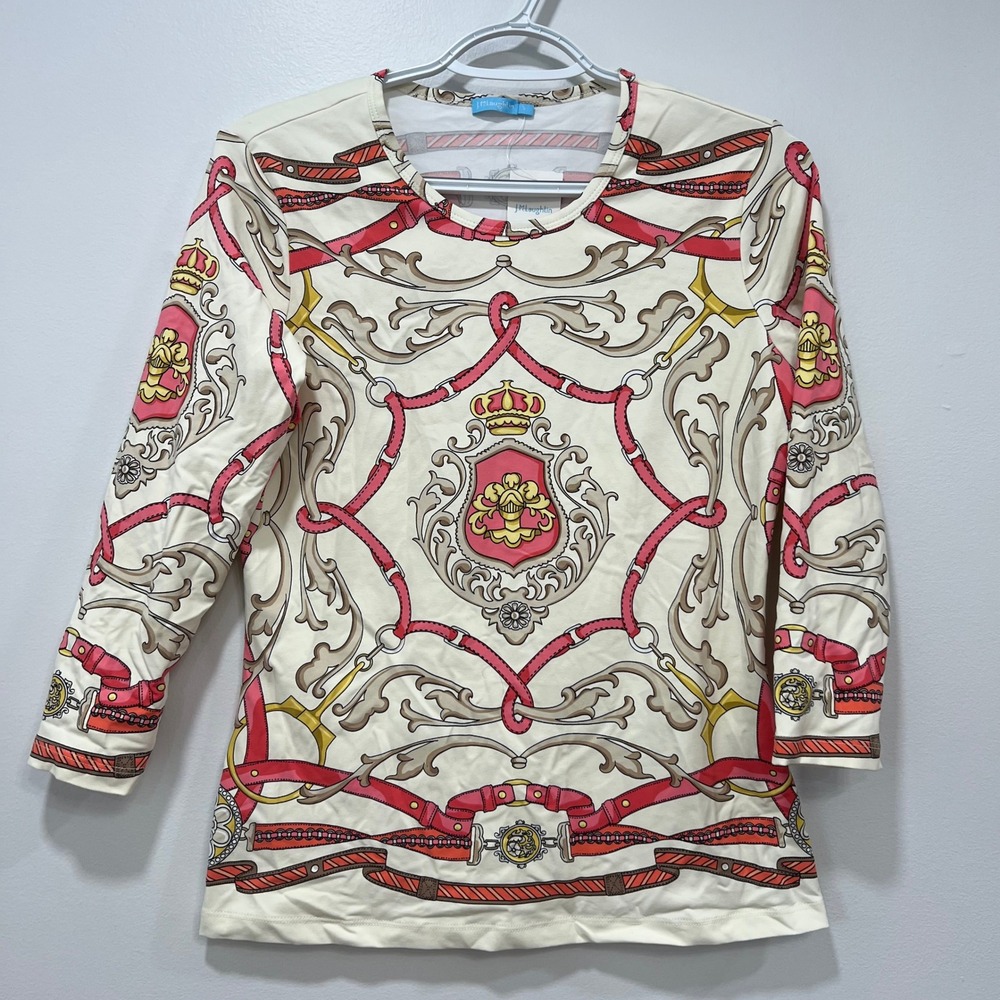 J Mclaughlin Signature Tee NWT $168 Small Catalina Cloth Neo Courbette Pink‎